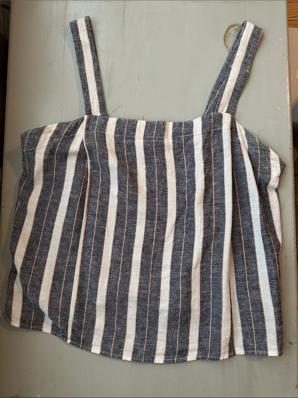 LOFT Striped Square-Neck Tank Top in Navy and White